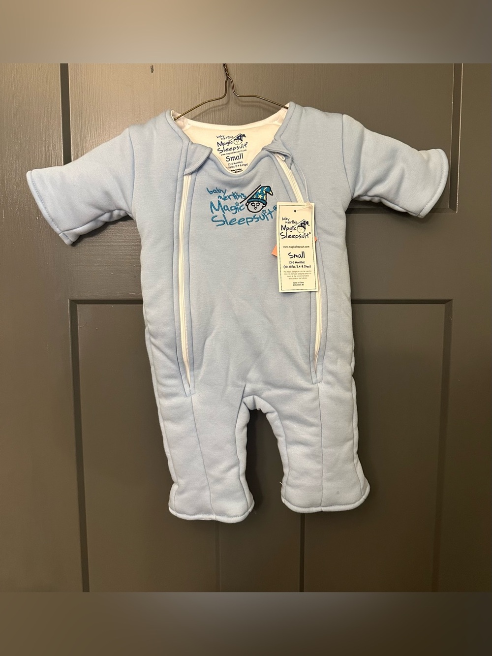 Baby Merlin's Magic Sleepsuit Blue Infant Sleeper Pajama Small 3-6 Mo 12-18 lbs